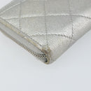 CHANEL Matelasse Long Wallet Caviar Skin Silver CC Auth 143007-16