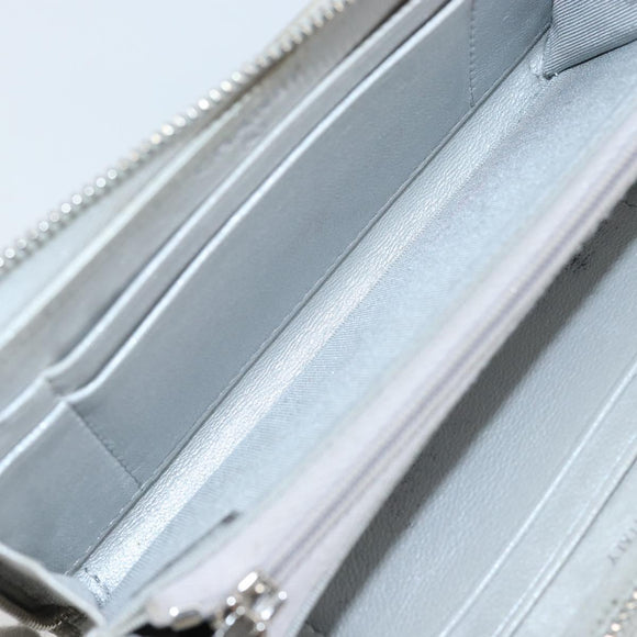 CHANEL Matelasse Long Wallet Caviar Skin Silver CC Auth 143007