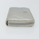 CHANEL Matelasse Long Wallet Caviar Skin Silver CC Auth 143007-3