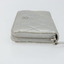CHANEL Matelasse Long Wallet Caviar Skin Silver CC Auth 143007-4