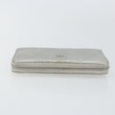 CHANEL Matelasse Long Wallet Caviar Skin Silver CC Auth 143007-5