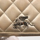 CHANEL Matelasse Long Wallet Lamb Skin Gold CC Auth 143008-17
