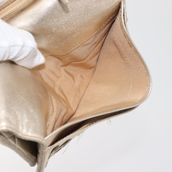 CHANEL Matelasse Long Wallet Lamb Skin Gold CC Auth 143008