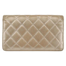 CHANEL Matelasse Long Wallet Lamb Skin Gold CC Auth 143008-2