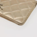 CHANEL Matelasse Long Wallet Lamb Skin Gold CC Auth 143008-7