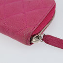 CHANEL Matelasse Coin Purse Caviar Skin Pink Silver CC Auth 143010-15