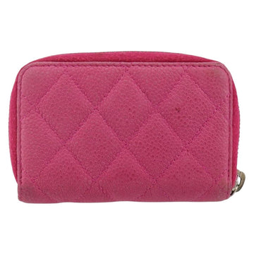 CHANEL Matelasse Coin Purse Caviar Skin Pink Silver CC Auth 143010 - 0