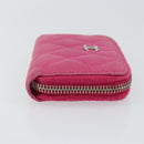 CHANEL Matelasse Coin Purse Caviar Skin Pink Silver CC Auth 143010-3
