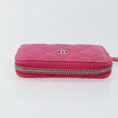 CHANEL Matelasse Coin Purse Caviar Skin Pink Silver CC Auth 143010-5