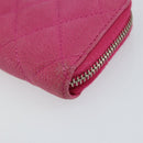 CHANEL Matelasse Coin Purse Caviar Skin Pink Silver CC Auth 143010-7