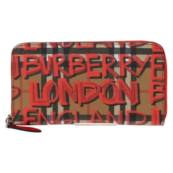 BURBERRY Nova Check Graffiti Long Wallet PVC Beige Auth 143015M