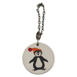 HERMES Bag Charm Leather White Auth 143016 - 0