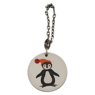 HERMES Bag Charm Leather White Auth 143016 - 0