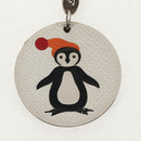 HERMES Bag Charm Leather White Auth 143016-3