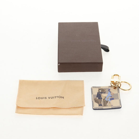 LOUIS VUITTON Damier Azur Porte Cles Illustrious Room Charm M66943 Auth 143019V