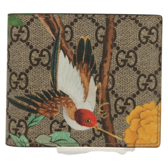 GUCCI GG Supreme Wallet PVC Beige Auth 143023M