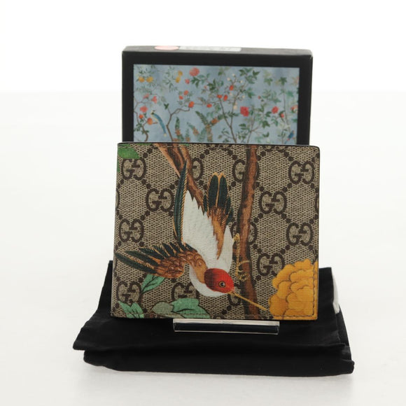 GUCCI GG Supreme Wallet PVC Beige Auth 143023M