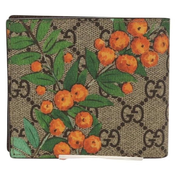 GUCCI GG Supreme Wallet PVC Beige Auth 143023M