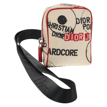 Christian Dior Hardcore Pouch Canvas White Red Auth 143024V