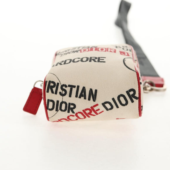 Christian Dior Hardcore Pouch Canvas White Red Auth 143024V