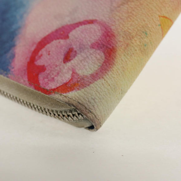 LOUIS VUITTON Monogram Watercolor Zippy Wallet Vertical Blue M80499 Auth 143028A