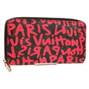 LOUIS VUITTON Monogram Graffiti Zippy Wallet Wallet Pink M93710 Auth 143030V-1