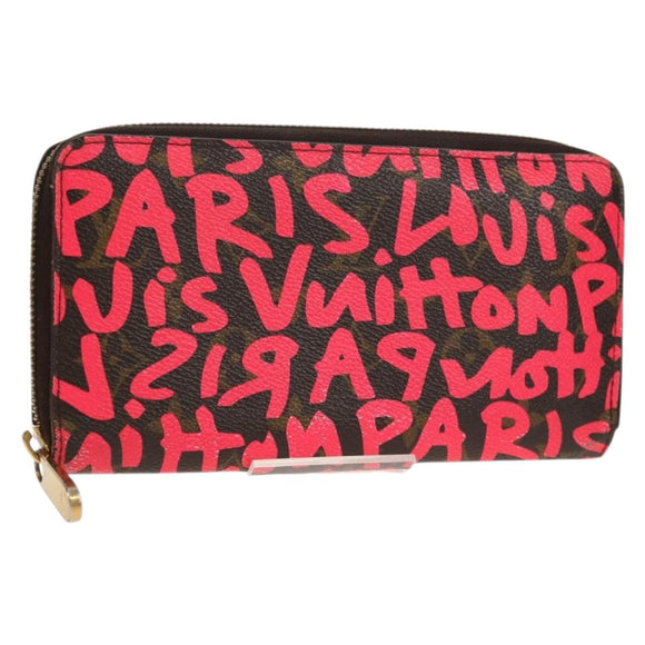 LOUIS VUITTON Monogram Graffiti Zippy Wallet Wallet Pink M93710 Auth 143030V