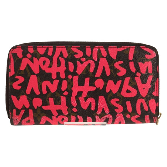 LOUIS VUITTON Monogram Graffiti Zippy Wallet Wallet Pink M93710 Auth 143030V
