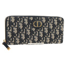 Christian Dior Trotter Canvas Oblique Jacquard Long Wallet Navy Auth 143038M-1