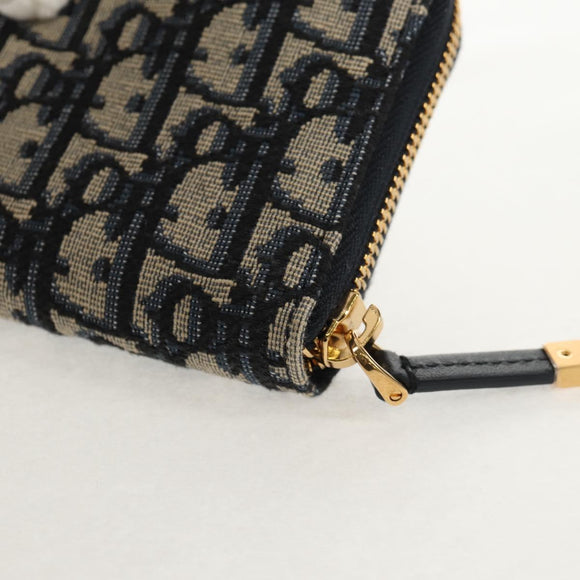 Christian Dior Trotter Canvas Oblique Jacquard Long Wallet Navy Auth 143038M
