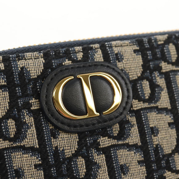Christian Dior Trotter Canvas Oblique Jacquard Long Wallet Navy Auth 143038M