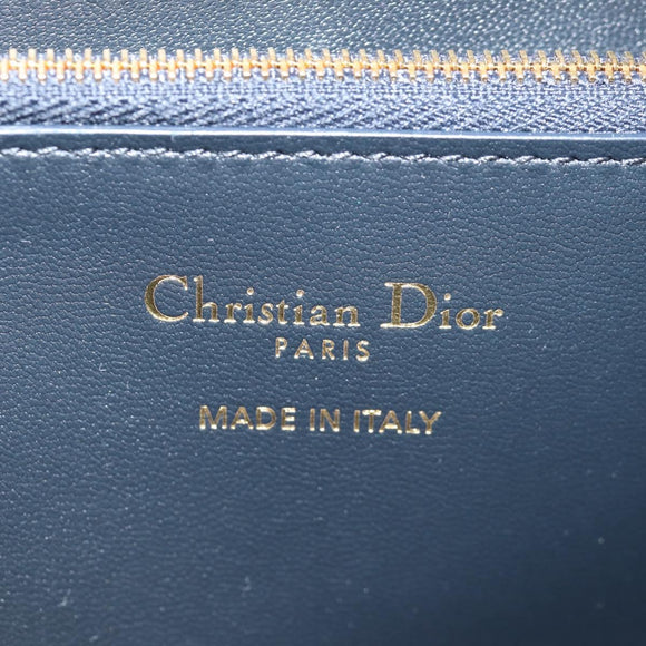 Christian Dior Trotter Canvas Oblique Jacquard Long Wallet Navy Auth 143038M