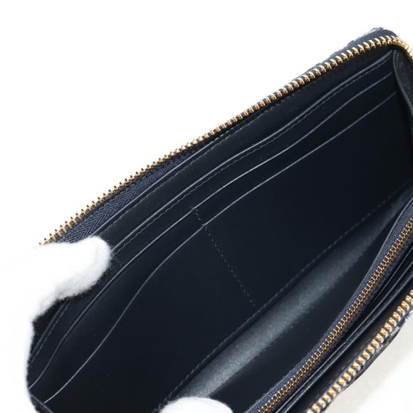 Christian Dior Trotter Canvas Oblique Jacquard Long Wallet Navy Auth 143038M
