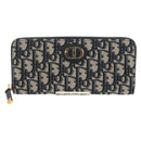 Christian Dior Trotter Canvas Oblique Jacquard Long Wallet Navy Auth 143038M-2