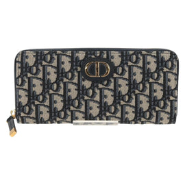 Christian Dior Trotter Canvas Oblique Jacquard Long Wallet Navy Auth 143038M - 0