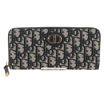 Christian Dior Trotter Canvas Oblique Jacquard Long Wallet Navy Auth 143038M - 0