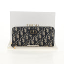 Christian Dior Trotter Canvas Oblique Jacquard Long Wallet Navy Auth 143038M-22