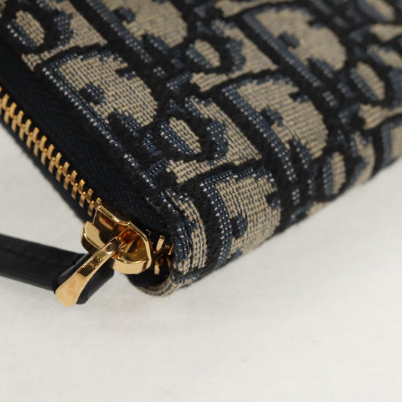 Christian Dior Trotter Canvas Oblique Jacquard Long Wallet Navy Auth 143038M