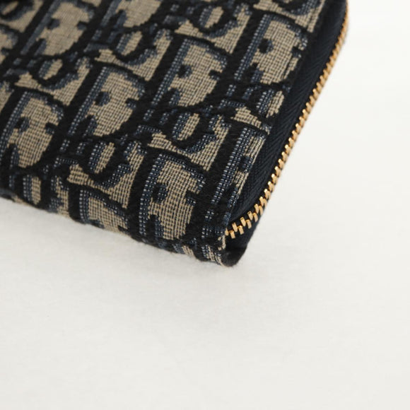 Christian Dior Trotter Canvas Oblique Jacquard Long Wallet Navy Auth 143038M