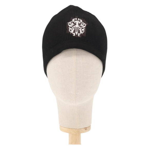 Chrome Hearts Vinegar Scroll Label Thermal Beanie Cotton Black Auth 143039M