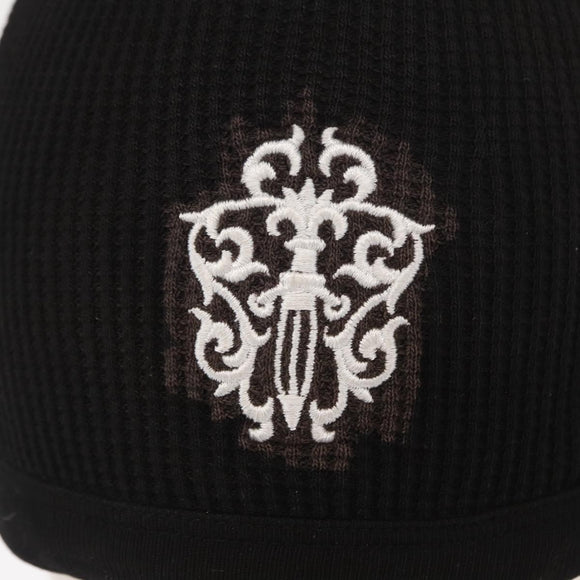 Chrome Hearts Vinegar Scroll Label Thermal Beanie Cotton Black Auth 143039M