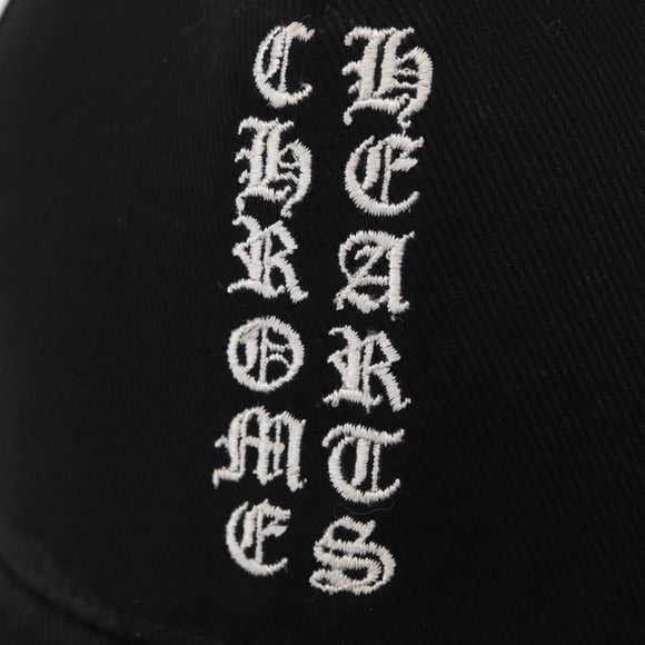 Chrome Hearts CH Plus Vertical Logo Denim Trucker Cap Cotton Black Auth 143040M