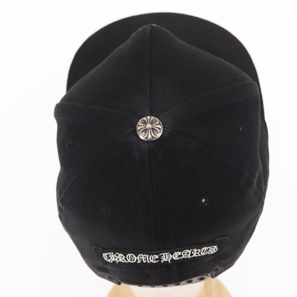 Chrome Hearts CH Plus Vertical Logo Denim Trucker Cap Cotton Black Auth 143040M