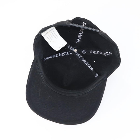 Chrome Hearts CH Plus Vertical Logo Denim Trucker Cap Cotton Black Auth 143040M