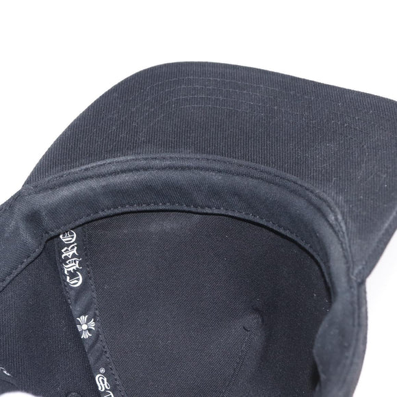 Chrome Hearts CH Plus Vertical Logo Denim Trucker Cap Cotton Black Auth 143040M