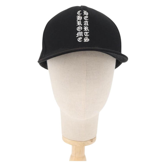 Chrome Hearts CH Plus Vertical Logo Denim Trucker Cap Cotton Black Auth 143040M