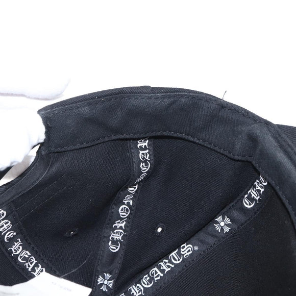 Chrome Hearts CH Plus Vertical Logo Denim Trucker Cap Cotton Black Auth 143040M