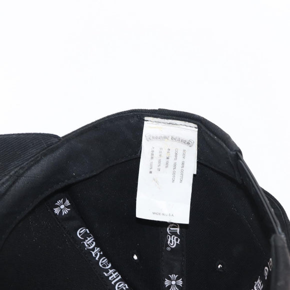 Chrome Hearts CH Plus Vertical Logo Denim Trucker Cap Cotton Black Auth 143040M