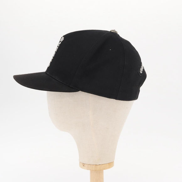 Chrome Hearts CH Plus Vertical Logo Denim Trucker Cap Cotton Black Auth 143040M