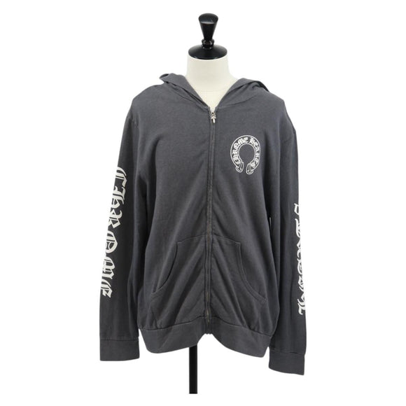 Chrome Hearts Horseshoe Print Dagger Zip Up Hoodie Polyester Auth 143048M